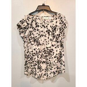 Chico's Blouse Women's Small Size 0 Abstract Snow Leopard Print Flowy Boho Fall